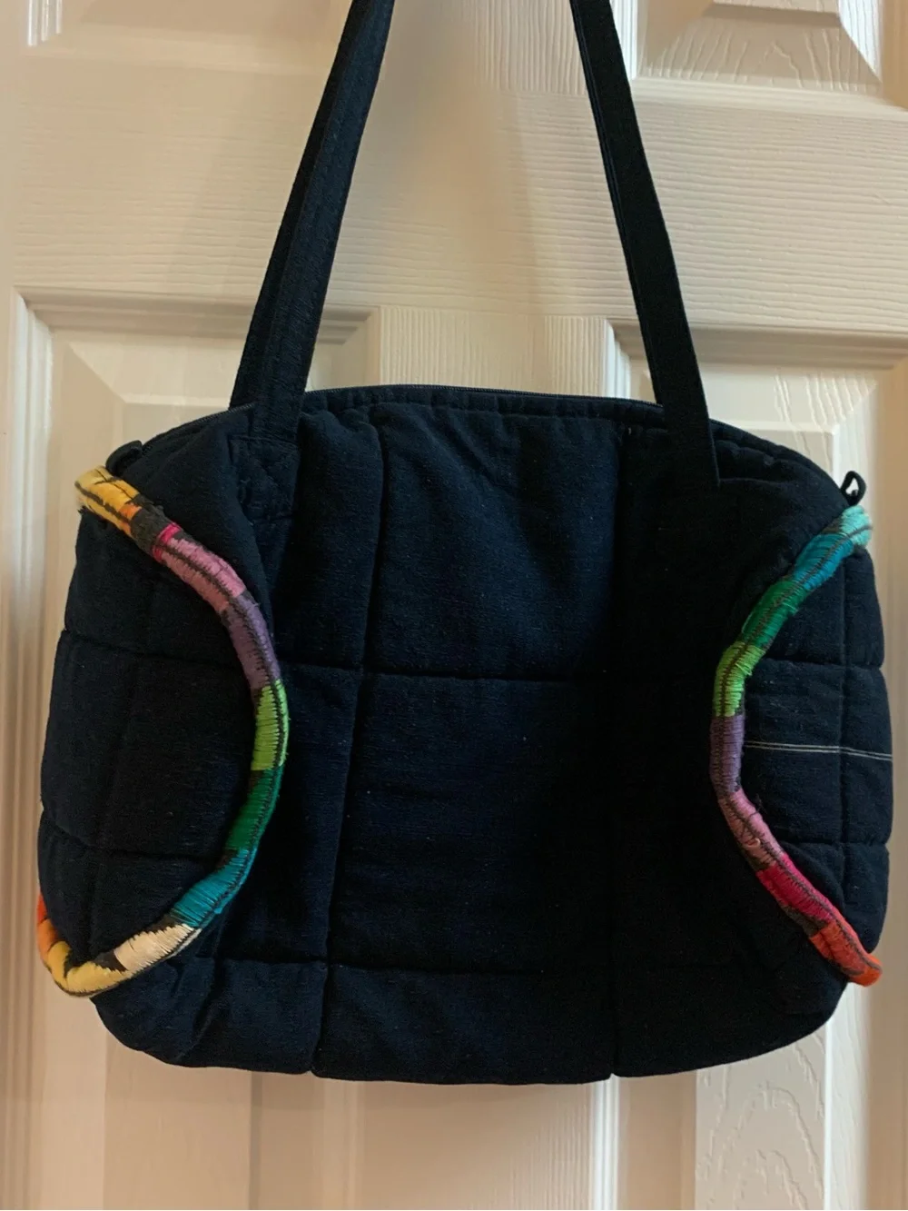 VTG 70s/80s SOMBOL Guatemala Handwoven Huipil Floral Needlepoint Tote Bag